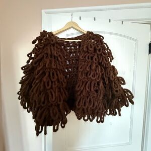 Chunky Brown Knit Shawl